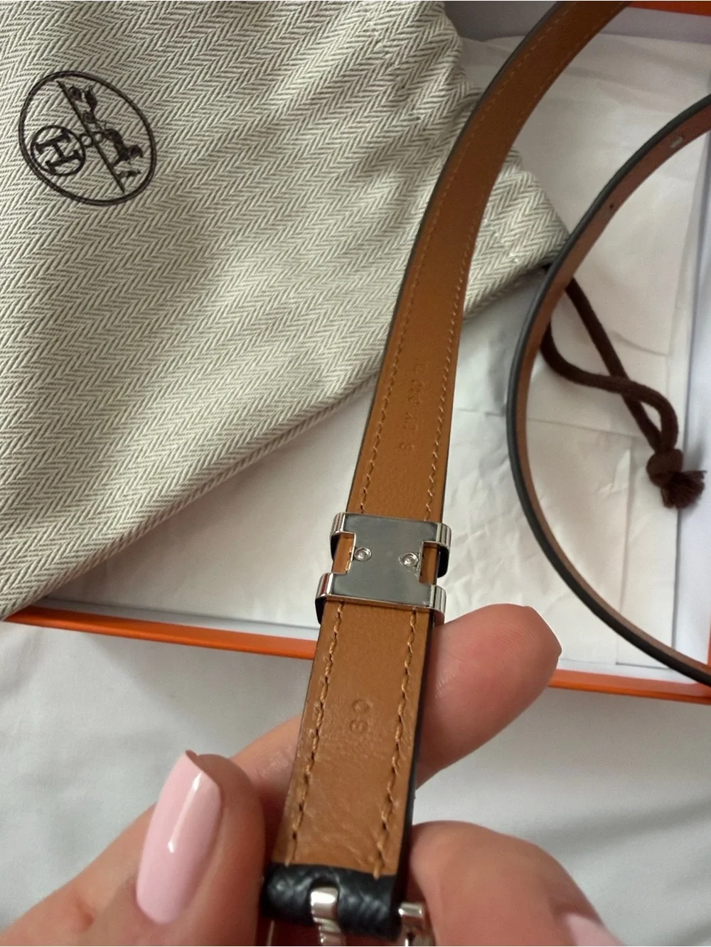 Hermes Black Reversible Leather Belt with Silver Buckle